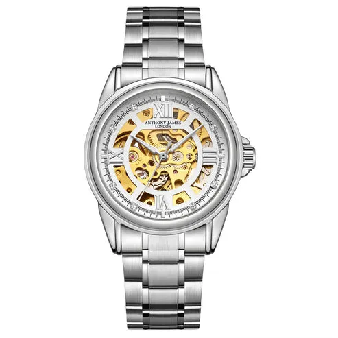 Hand Assembled Anthony James Skeleton Automatic Two Tone Gold & Steel Mens Watch sold by Zulily product image thumbnail 5