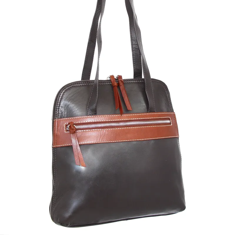 Carina Convertible Leather Tote/Backpack in Chocolate made by Nino BOSSI