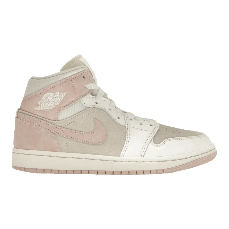 Nike Air Jordan 1 Mid SE Women's Sneakers — Coconut Milk & Legend Pink Mid-Top made by Nike