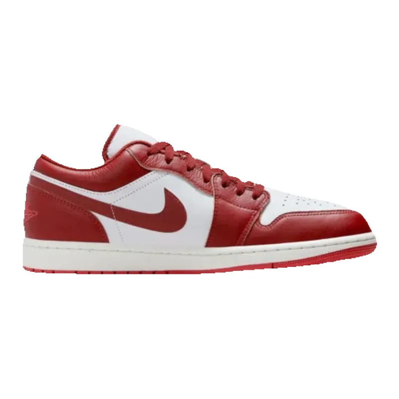 Nike Air Jordan 1 Low SE Men's Sneakers — White & Dune Red Low-Top made by Nike