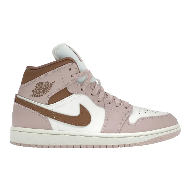 Nike Air Jordan 1 Mid Women's Sneakers — Neapolitan Sail & Pink Oxford Mid-Top made by Nike