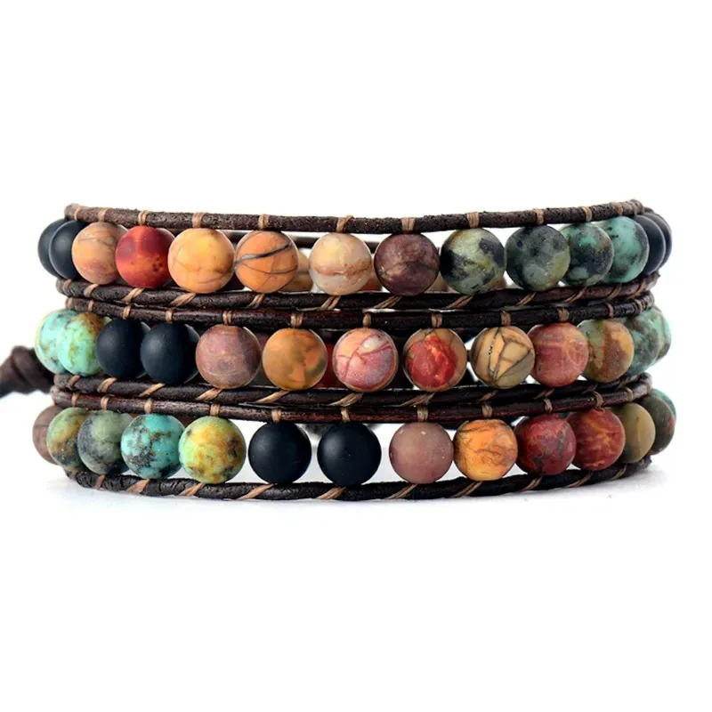 Multi Colored Jasper Beaded Wrap Bracelet made by Zulily