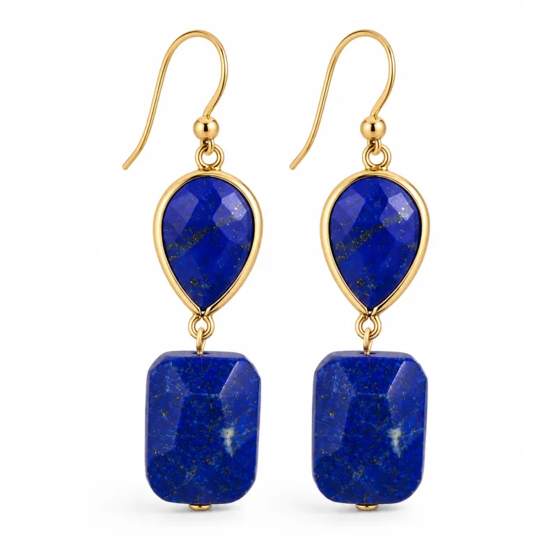 Goldtone Lapis Drop Earrings made by Zulily