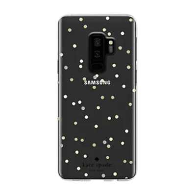 Kate Spade New York Protective Hardshell Case for Samsung Galaxy S9+ - Multi Scatter Dot Gold / Clear with Stones sold by Zulily
