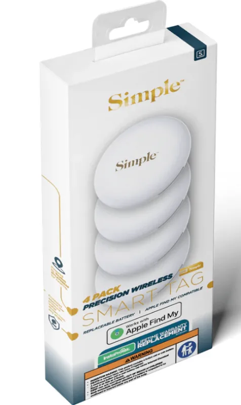 Simple Smart Tag / 4 Pack (Tracker - Works with Apple Find My) made by Simple