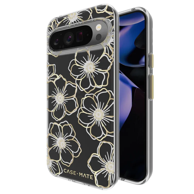 Case-Mate Google Pixel 9 Pro Xl Case [6.8”,2024] [12ft Drop Protection] [Wireless Charging] Floral Gems Phone Case for Google Pixel 9 Pro Xl - Sparkly Rhinestones Cover - Shockproof, Anti Scratch made by case-mate