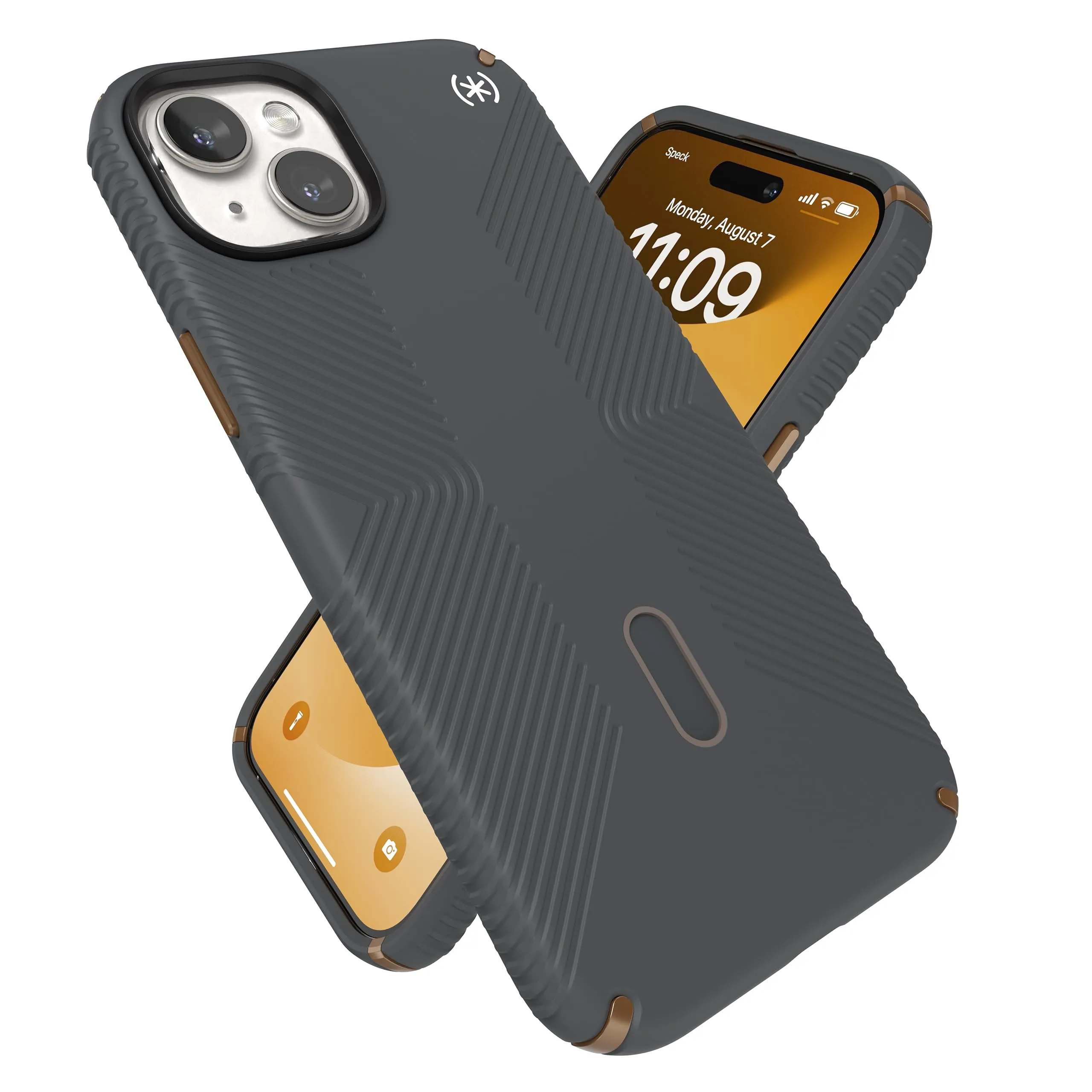 Speck Iphone 15 Plus Case - Clicklock No-Slip Interlock, Magsafe, Drop Protection Grip - for Iphone 15 Plus & Iphone 14 Plus - 6.7 Inch Phone Case - Presidio2 Grip Charcoal Grey/Cool Bronze/White sold by Zulily product image thumbnail 3