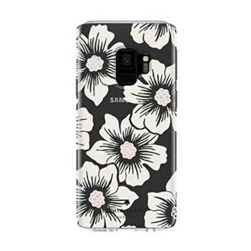 Kate Spade New York Protective Hardshell Case for Samsung Galaxy S9 - Multi Hollyhock Floral Clear / Cream with Stones made by Kate Spade
