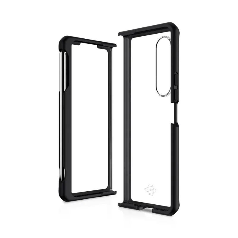 Itskins Hybrid Solid Protective Phone Case Compatible with Galaxy Z Fold3 5g, Slim Hybrid Case, Anti-Yellowing, and Heavy Duty Shockproof Cover, Military Phone Case | Black and Transparent made by Zulily