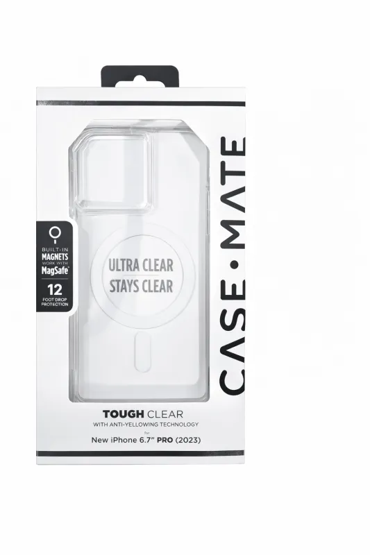 Case-Mate Tough Iphone 15 Pro Max Case - Clear [12ft Drop Protection] [Compatible with Magsafe] Magnetic Phone Case for Iphone 15 Pro Max 6.7", Shockproof Cover with Anti Yellowing, Anti Scratch Tech made by case-mate