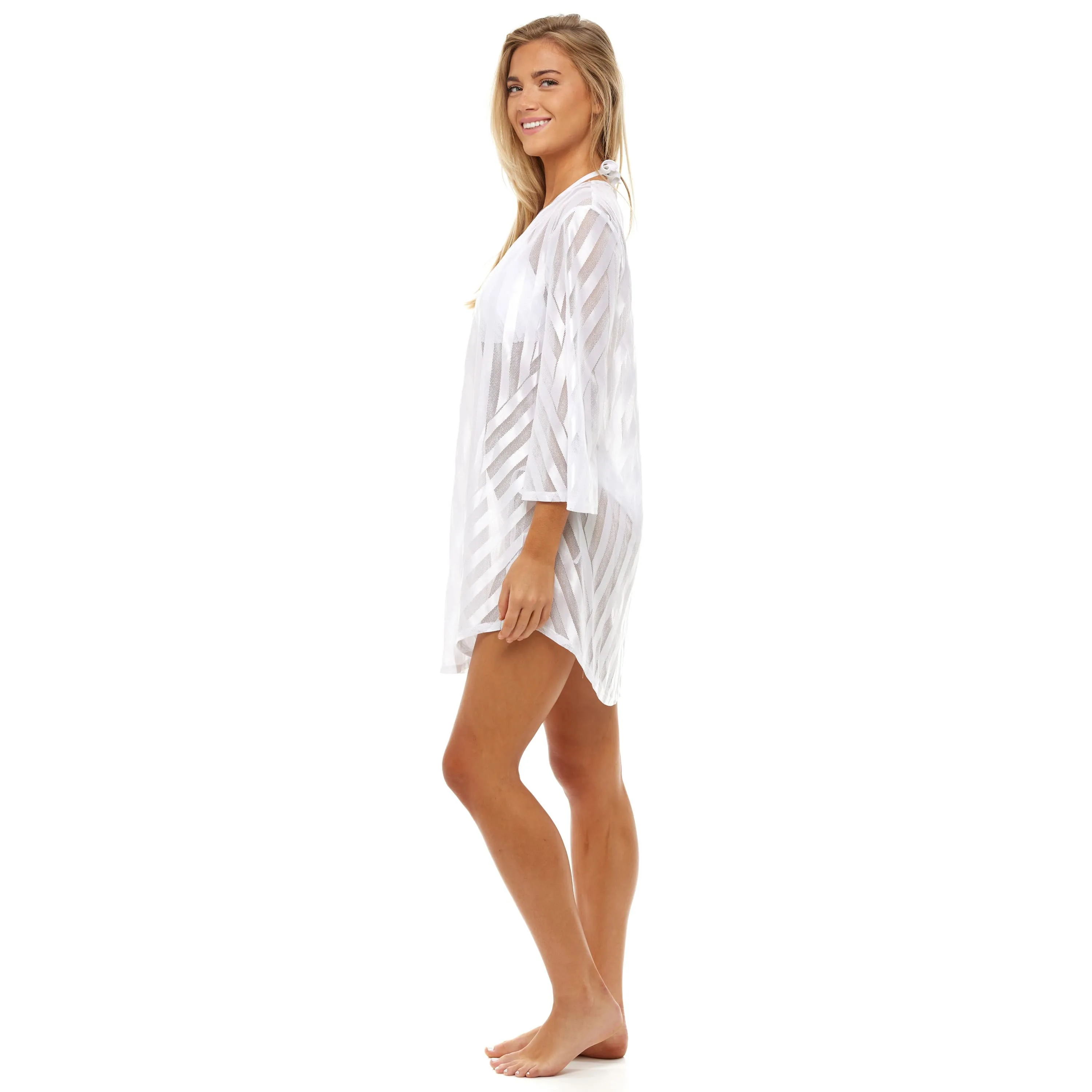Jqm14028 Striped Mesh V-neck Tunic sold by Zulily product image thumbnail 2