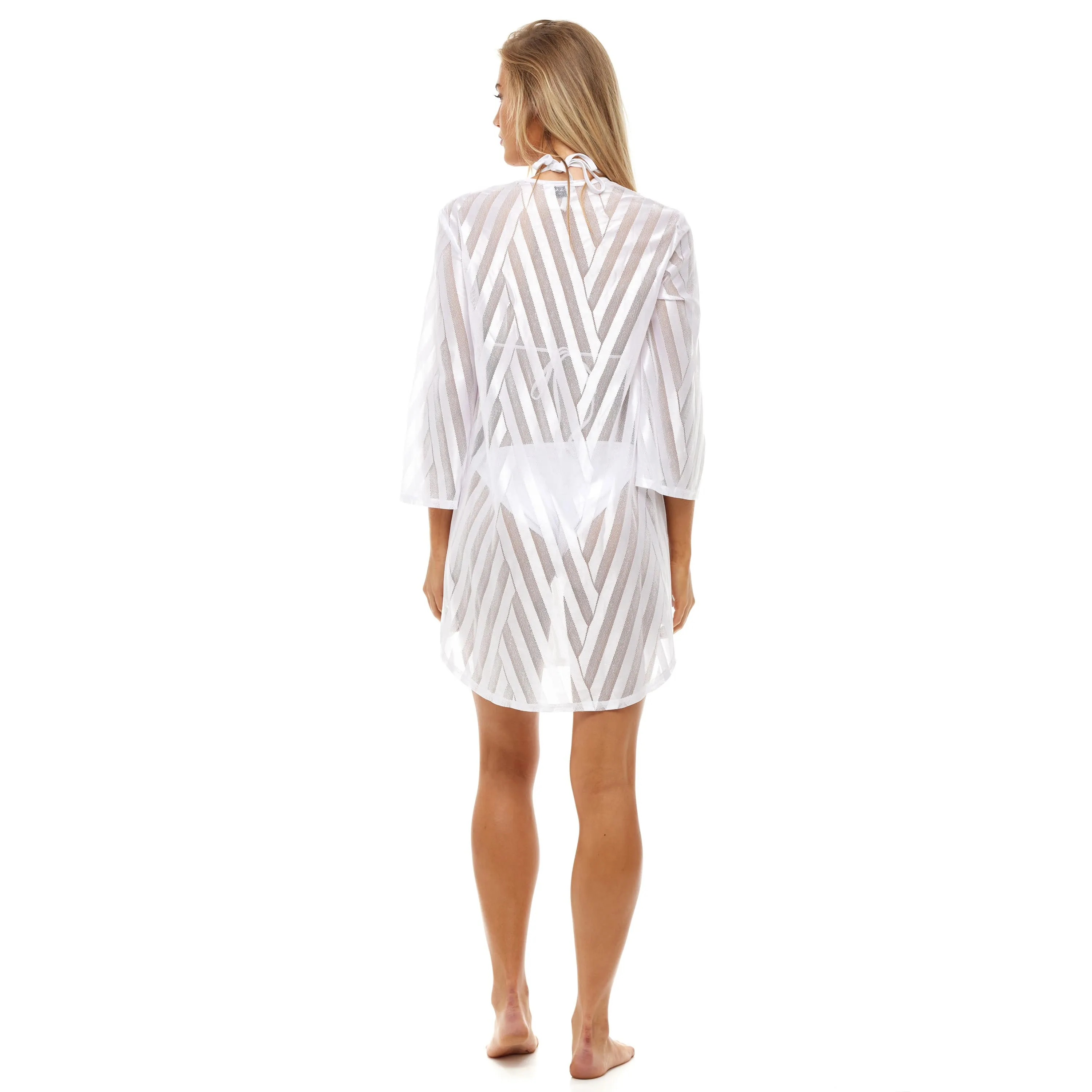 Jqm14028 Striped Mesh V-neck Tunic sold by Zulily product image thumbnail 3