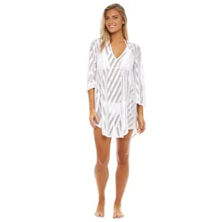 Jqm14028 Striped Mesh V-neck Tunic sold by Zulily