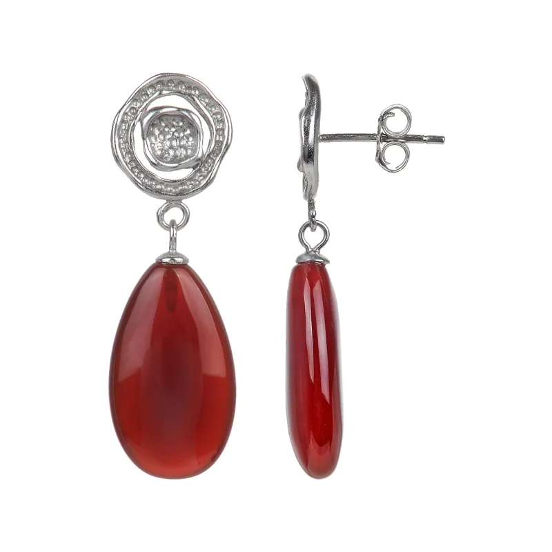 Sterling Silver Natural Carnelian Dangle Earrings made by Zulily