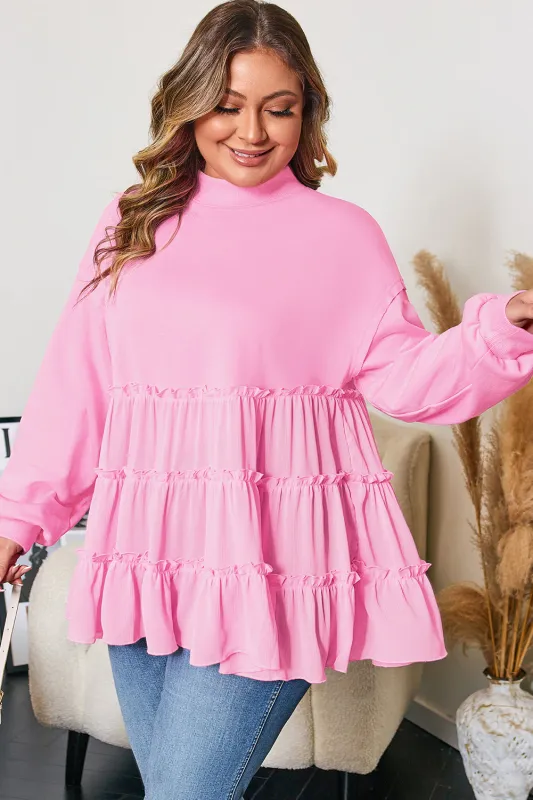 Christy Ribbed Pullover PLUS Top - 1X - 14W-16W / Pink made by Threaded Pear