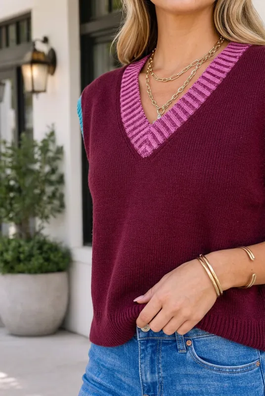 Pauline Sleeve Loose Sweater - L - 12/14 / Burgundy made by Threaded Pear