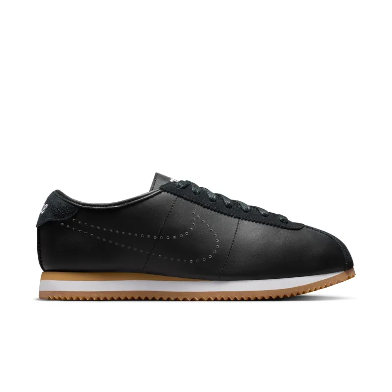 Nike Women's Cortez Leather Black/White/Gum Perforated Swoosh made by Nike