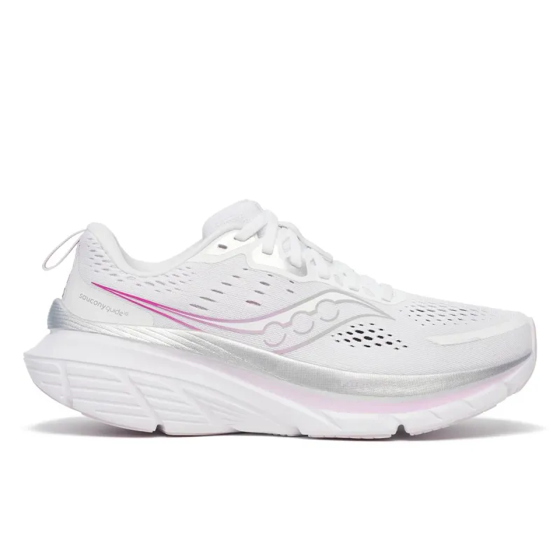 Saucony Women's Guide 18 White/Fuchsia made by Saucony