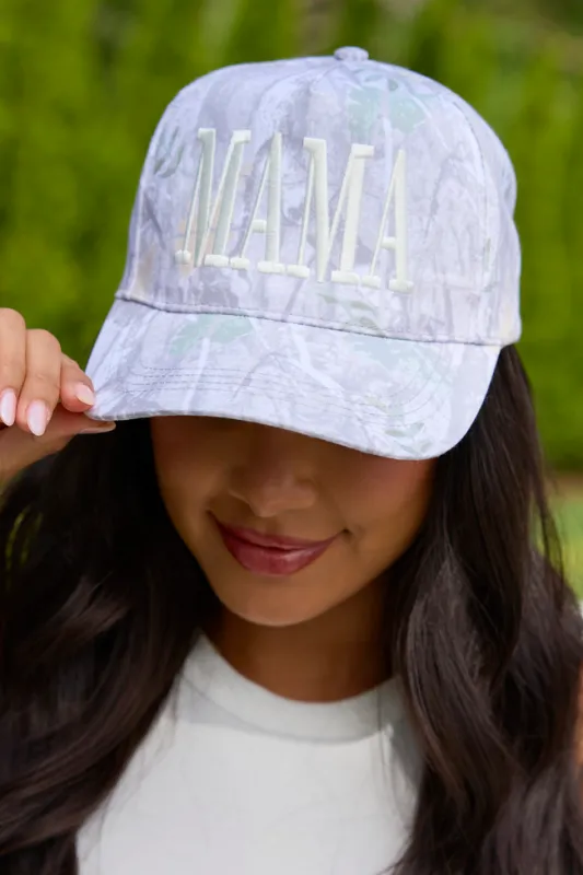 Mama White Camo Trucker Hat made by Pink Lily