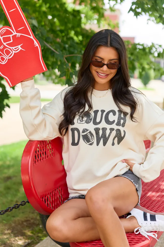 Touchdown Printed Cream Graphic Sweatshirt sold by Zulily product image thumbnail 4