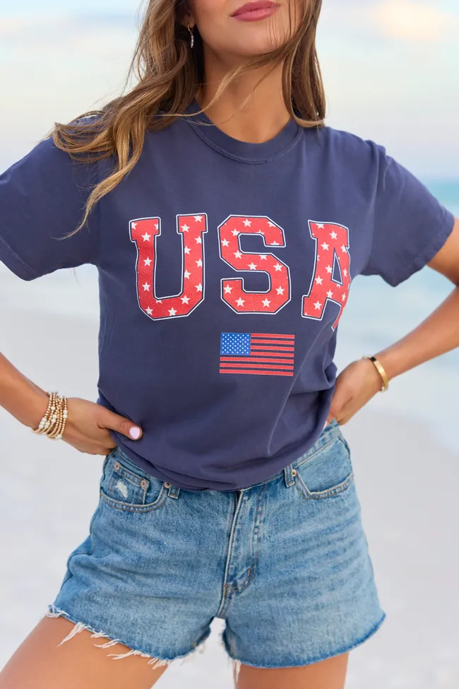Athletic USA Flag Star Print Navy Comfort Colors Graphic Tee sold by Zulily product image thumbnail 2