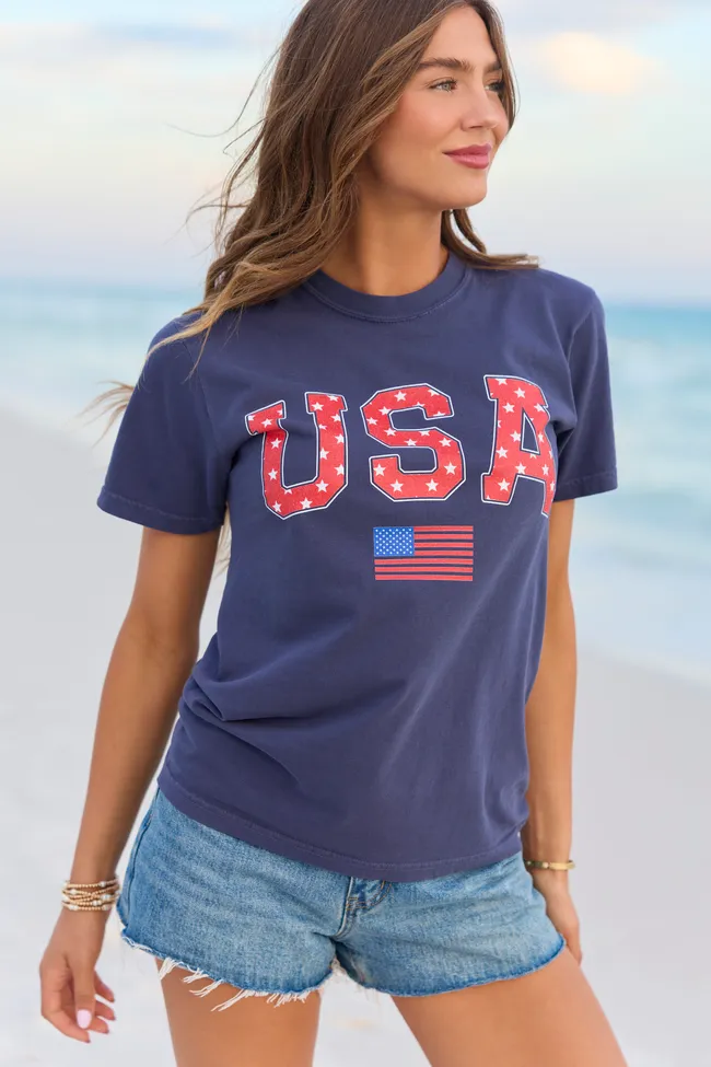 Athletic USA Flag Star Print Navy Comfort Colors Graphic Tee sold by Zulily product image thumbnail 3