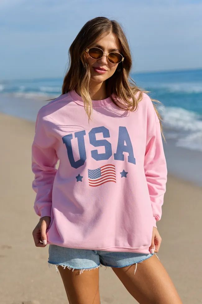 Athletic USA Flag Light Pink Graphic Sweatshirt sold by Zulily product image thumbnail 4