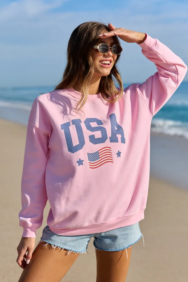 Athletic USA Flag Light Pink Graphic Sweatshirt sold by Zulily product image thumbnail 2