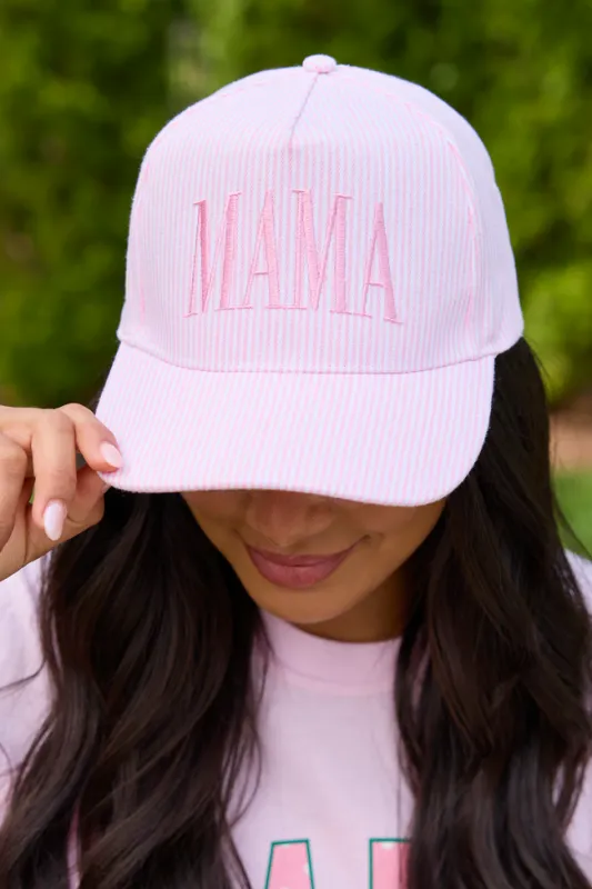 Pink Striped Mama Trucker Hat made by Pink Lily