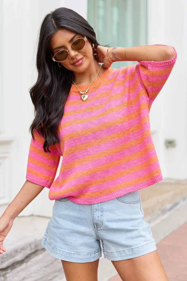 Zani Pink And Orange Striped Sweater sold by Zulily product image thumbnail 3