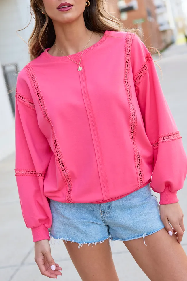 Sadie Hot Pink Eyelet Trim Pullover sold by Zulily product image thumbnail 5