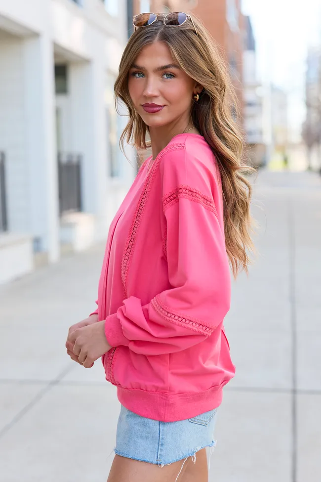 Sadie Hot Pink Eyelet Trim Pullover sold by Zulily product image thumbnail 3