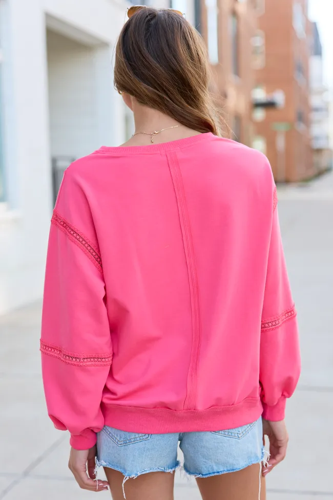 Sadie Hot Pink Eyelet Trim Pullover sold by Zulily product image thumbnail 4