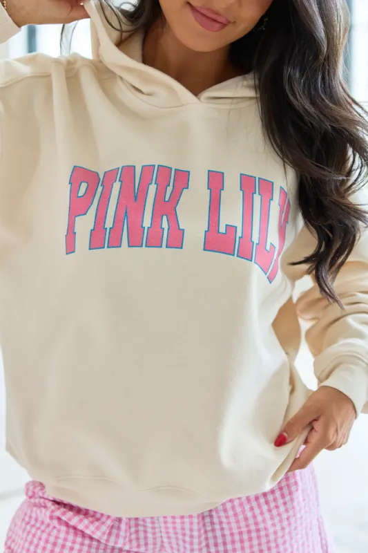 Pink Lily Block Cream Graphic Hoodie made by Pink Lily