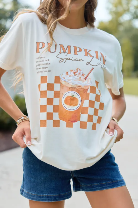 Pumpkin Spice Latte Ivory Graphic Tee made by Pink Lily