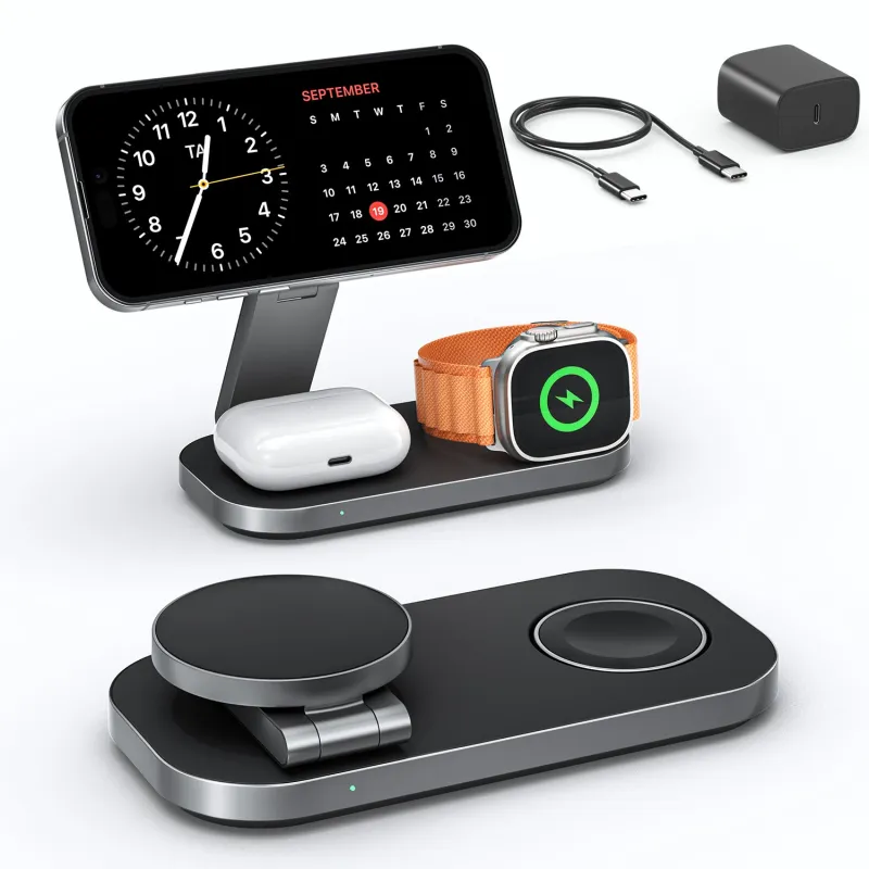 Waloo Premium Desktop 3-in-1 Wireless Charging Station for iPhone, Apple Watch & AirPods made by Zulily