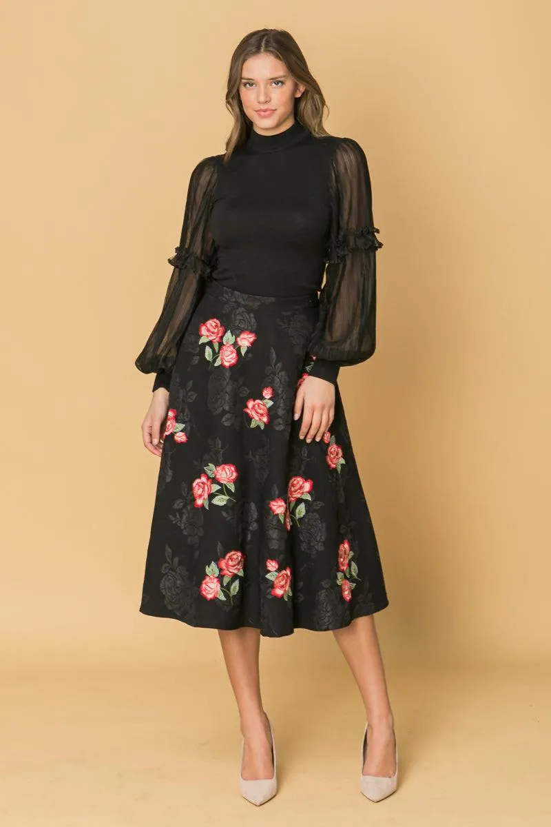 Rose Embroidery Midi Skirt sold by Zulily