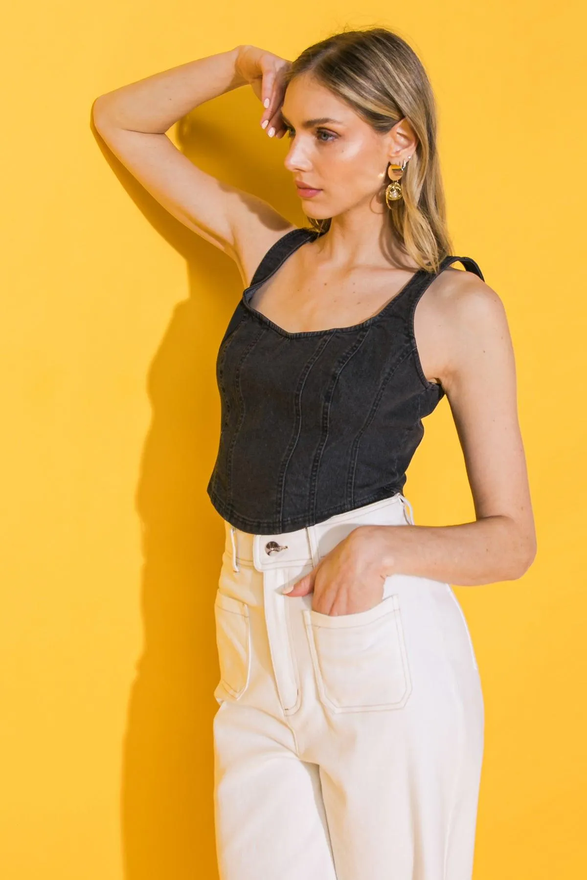 All Ahead Denim Crop Top sold by Zulily product image thumbnail 4