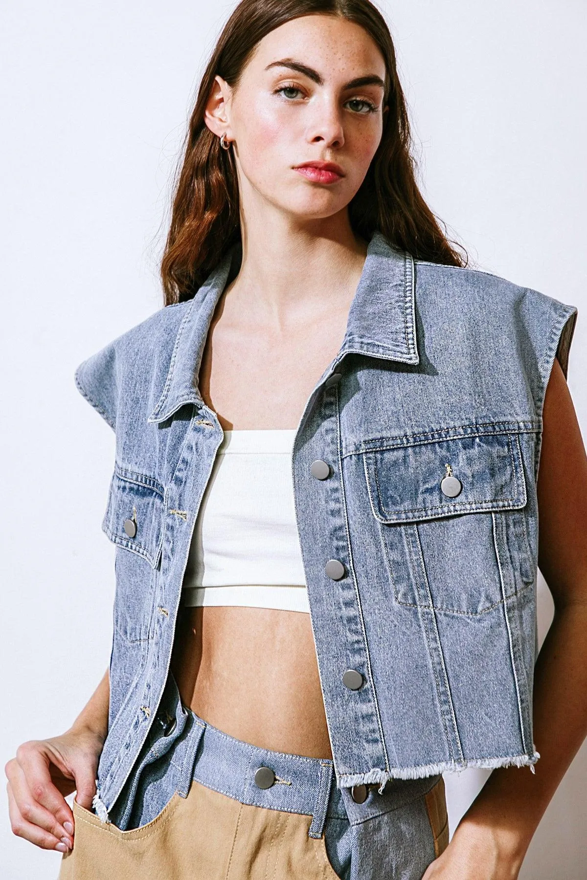 Claim to Fame Denim Vest sold by Zulily