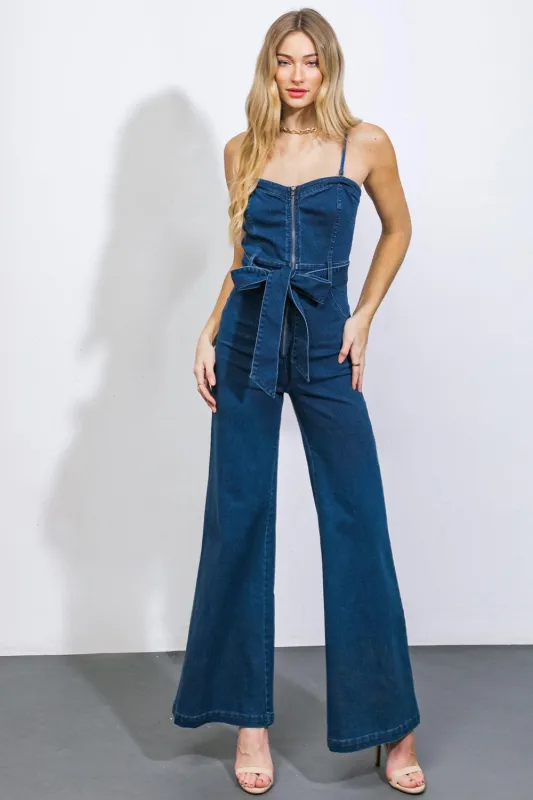 Drift Away Denim Jumpsuit made by Flying Tomato