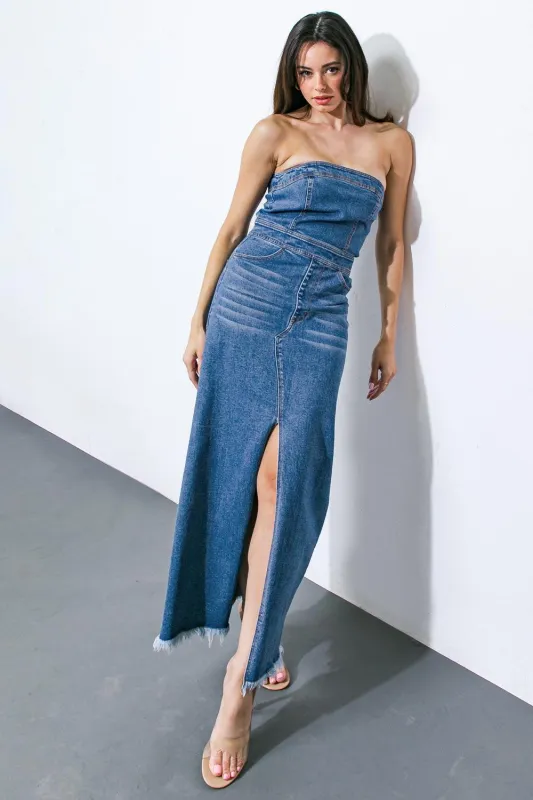 Dreams Come True Denim Midi Dress made by Flying Tomato
