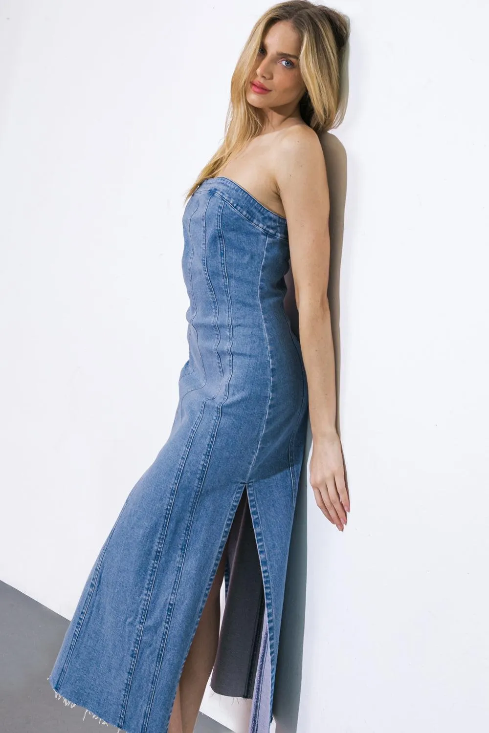 You're Thriving Denim Midi Dress sold by Zulily product image thumbnail 5