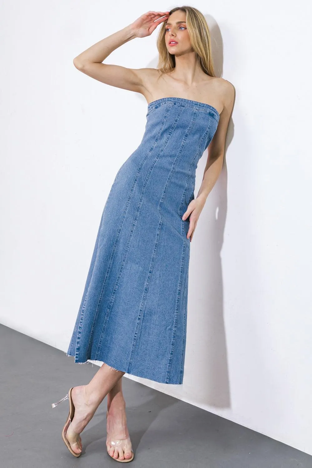 You're Thriving Denim Midi Dress sold by Zulily product image thumbnail 3