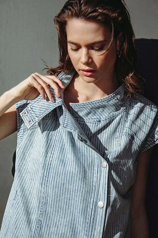 Late Summer Nights Denim Vest made by Flying Tomato