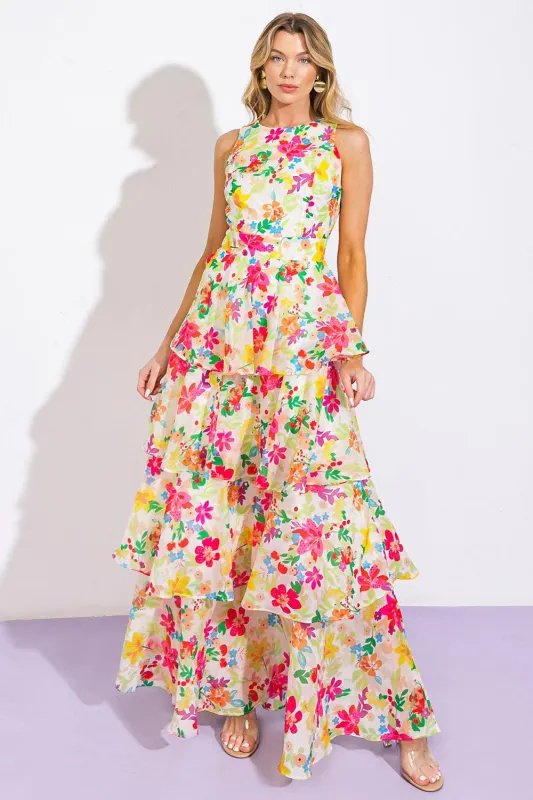 Del Rey High Rise Woven Maxi Dress made by Flying Tomato