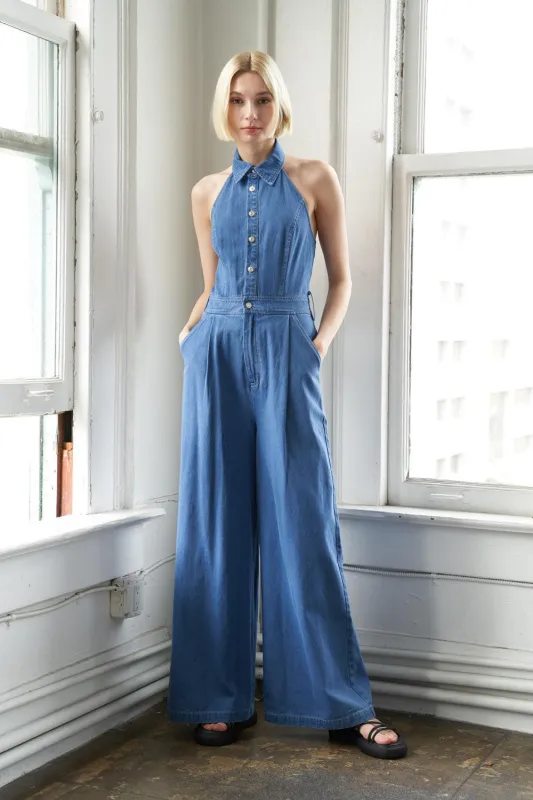 Serene Seasons Denim Jumpsuit made by Flying Tomato