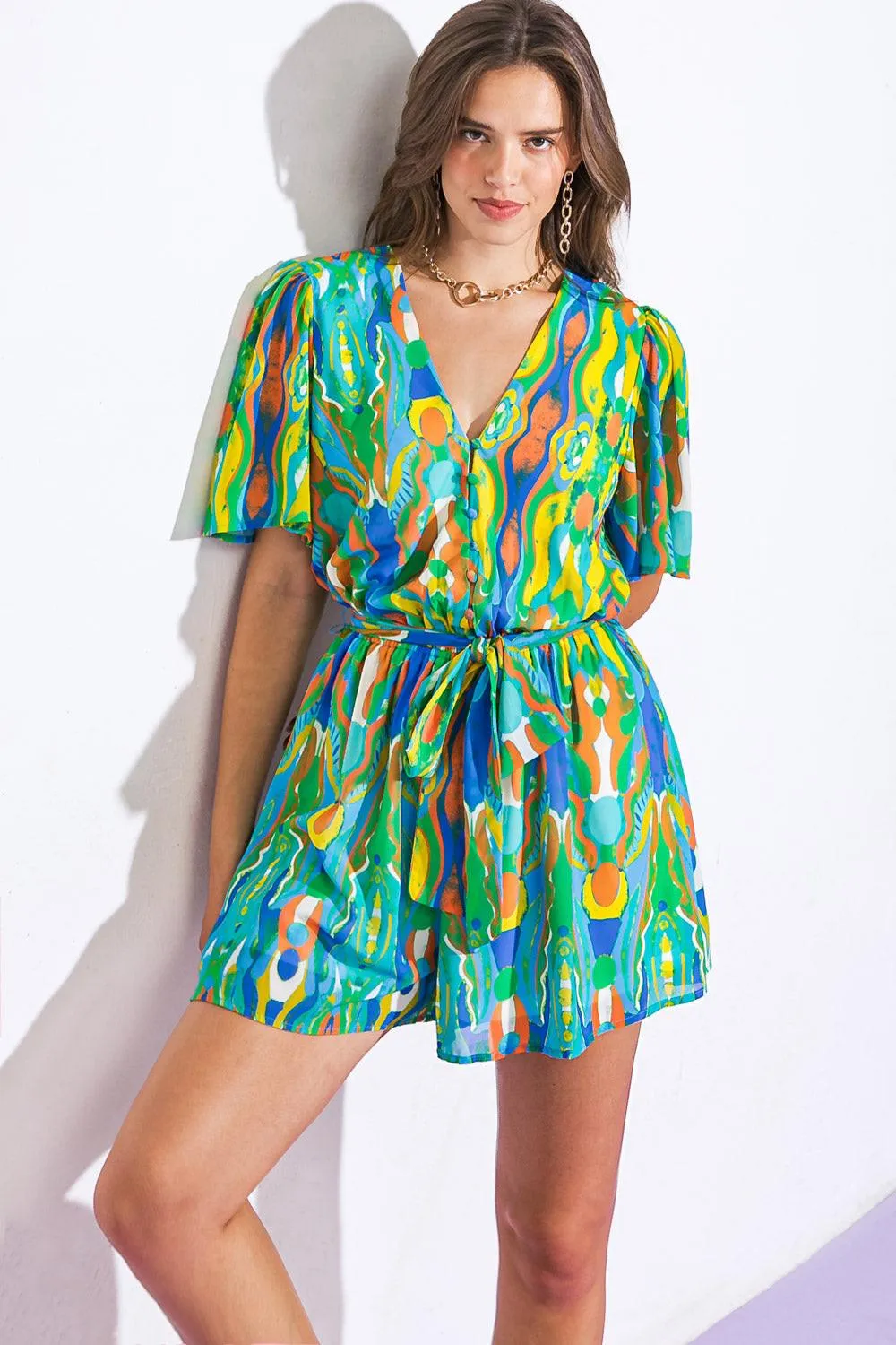In My Happy Place Woven Romper sold by Zulily product image thumbnail 4