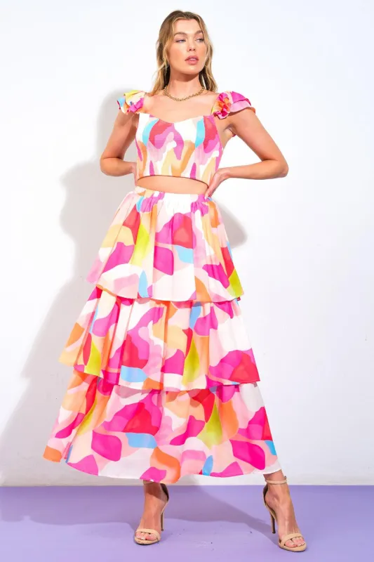 Absolute Edge Pink Woven Top and Skirt made by Flying Tomato