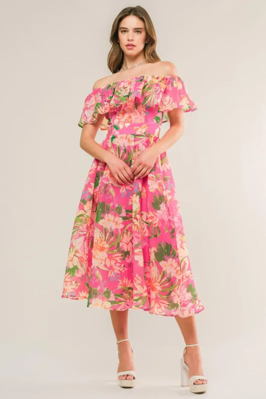 Happiest Here Woven Midi Dress made by Flying Tomato