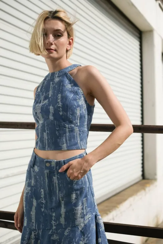 Breezy Adoration Denim Crop Top made by Flying Tomato